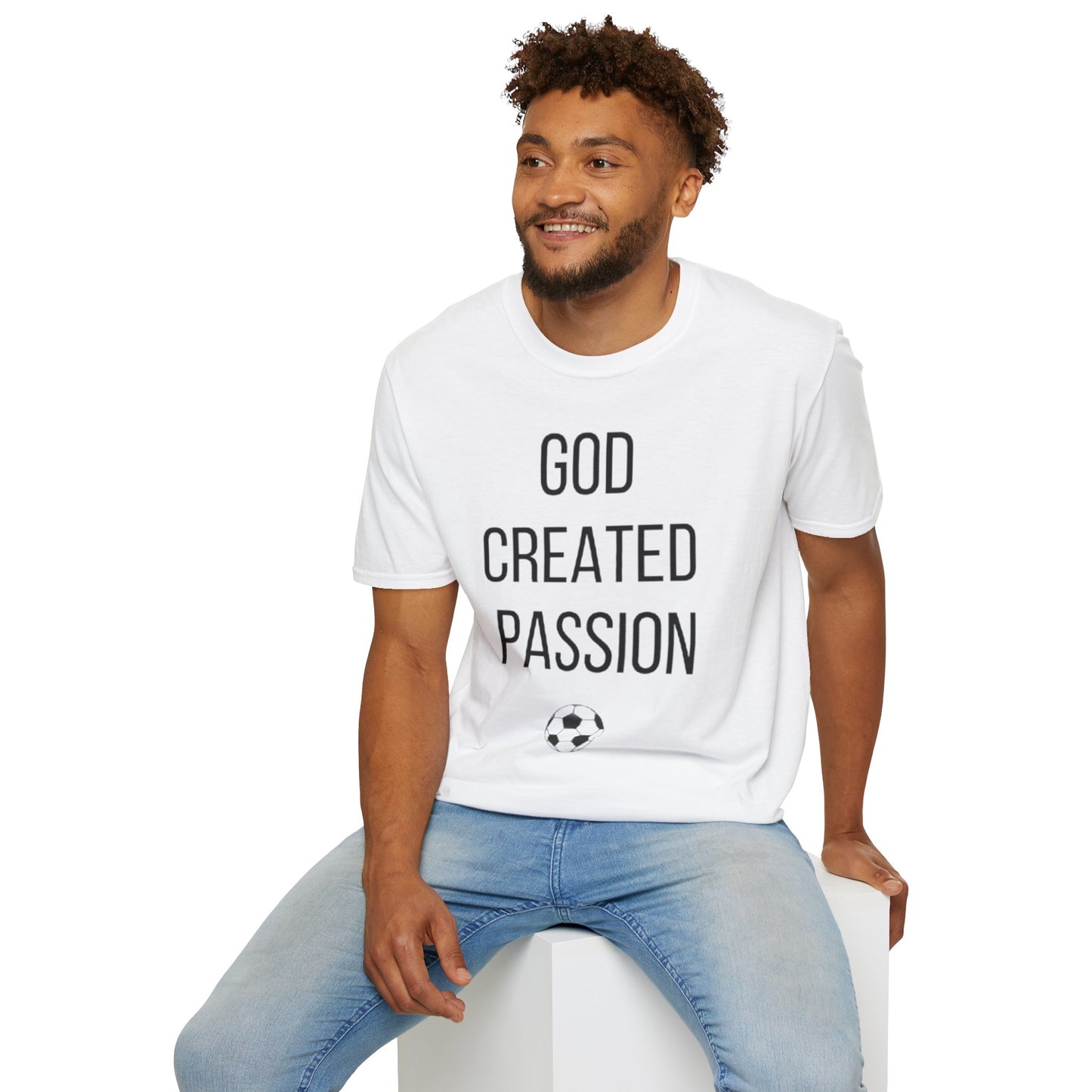 Soccer Lover Unisex T-Shirt - 'God Created Passion' Design