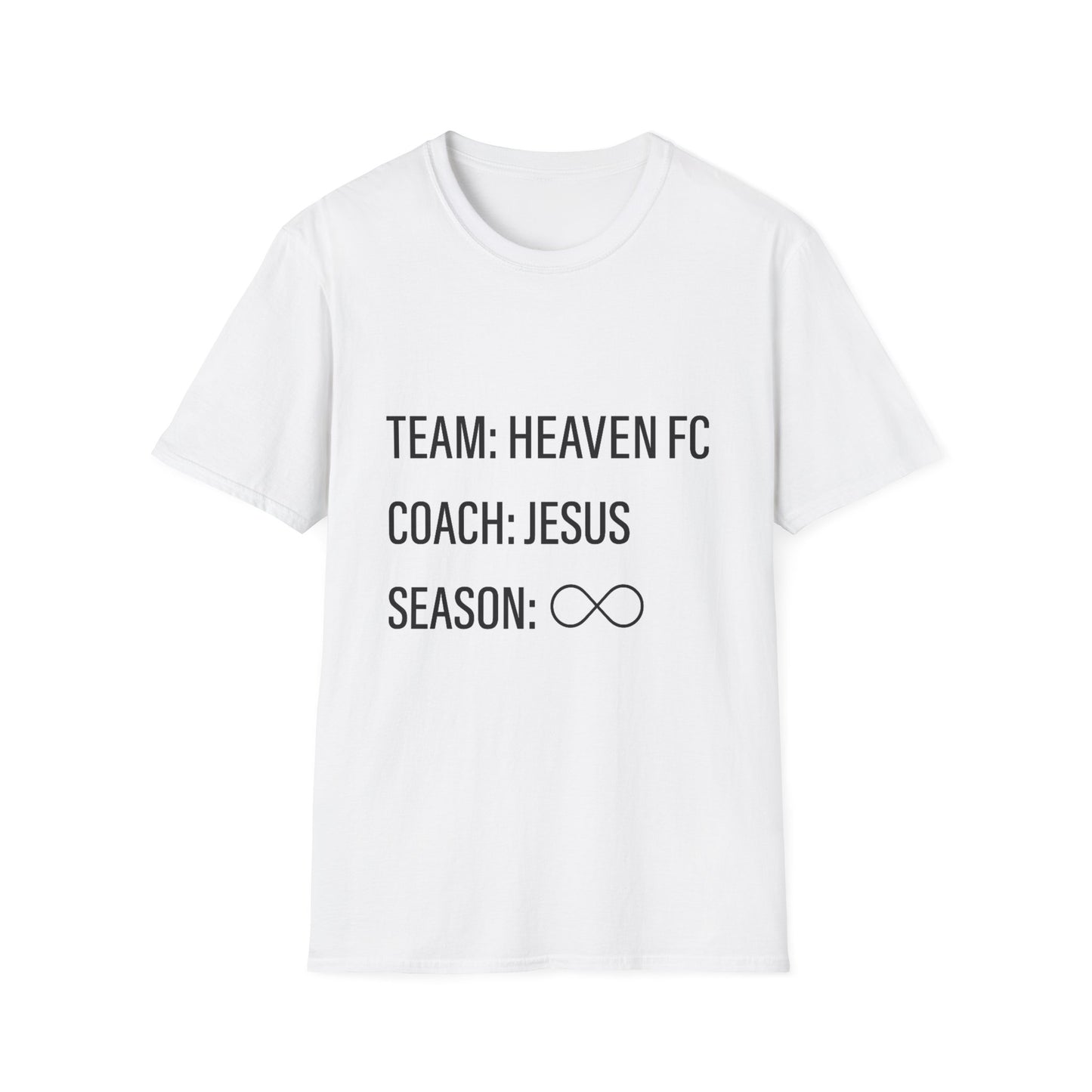 Heaven FC "Coach Jesus" T-Shirt — Christian Apparel, Unisex Softstyle Tee, Faith & Sports Inspired